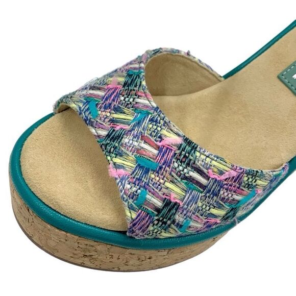 Chanel Sandals Shoes Tweed Cork Multicolor Unused CC Coco Mark - Picture 9 of 10